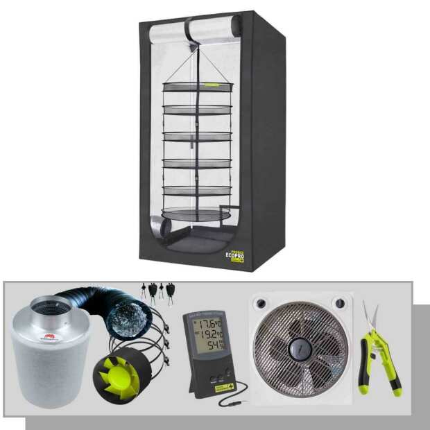 Drying box set with Growbox 100 drying net axial fan and accessories